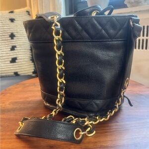 **Authentic Chanel leather bucket bag**